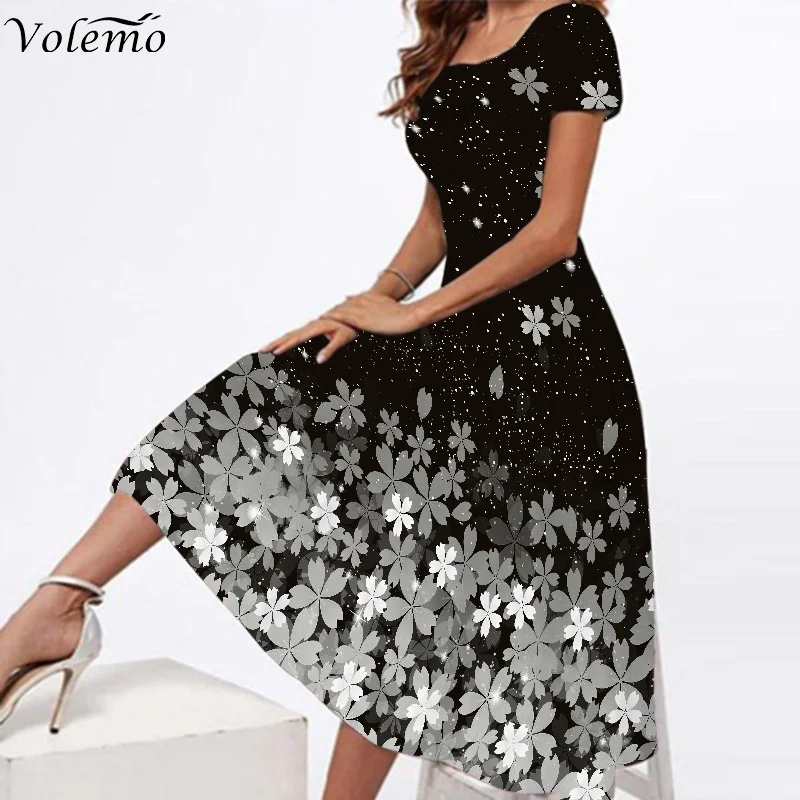 Volemo Spring Black Women's Dress Summer Beach Casual Elegant Breathable Long Dresses Woman 3D Print Elegant Dresses For Women
Volemo Spring Black Women's Dress Summer Beach Casual Elegant Breathable Long Dresses Woman 3D Print Elegant Dresses For Women