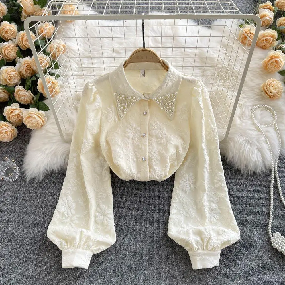 French blouse female ticked ladyboy printed nail polo collar shirt women's design sense niche loose bubble sleeve blouse top
French blouse female ticked ladyboy printed nail polo collar shirt women's design sense niche loose bubble sleeve blouse top