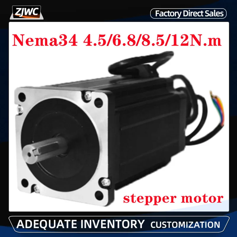 Nema 34 Stepper Motor 4.5N.m 6.8N.m 8.5N.m 12N.m 2 Phase Stepping Motor High Torque for CNC Engraving Milling Machine Open Loop
Nema 34 Stepper Motor 4.5N.m 6.8N.m 8.5N.m 12N.m 2 Phase Stepping Motor High Torque for CNC Engraving Milling Machine Open Loop
