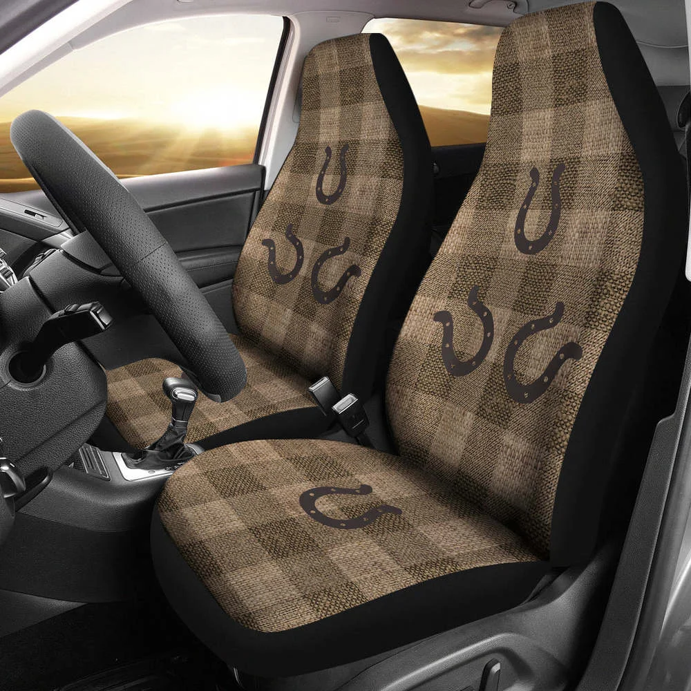 Dark Burlap Style Buffalo Plaid Car Seat Covers With Rustic Horseshoes,Pack of 2 Universal Front Seat Protective Cover
Dark Burlap Style Buffalo Plaid Car Seat Covers With Rustic Horseshoes,Pack of 2 Universal Front Seat Protective Cover