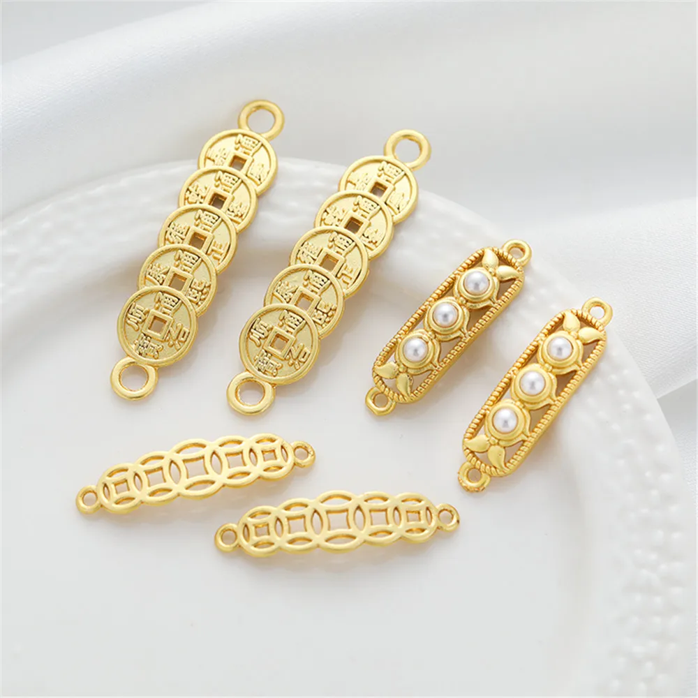 18K Gold covered dumb gold inlaid shell long strip double hanging coin Copper Coin Pendant link DIY Earring Pendant Jewelry
18K Gold covered dumb gold inlaid shell long strip double hanging coin Copper Coin Pendant link DIY Earring Pendant Jewelry