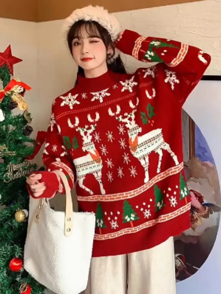 Winter Clothes Women Sweaters Korean Fashion New In Pulls Knit Pullover O-Neck LOOSE Long Sleeve Top Oversized Christmas Sweater
Winter Clothes Women Sweaters Korean Fashion New In Pulls Knit Pullover O-Neck LOOSE Long Sleeve Top Oversized Christmas Sweater
