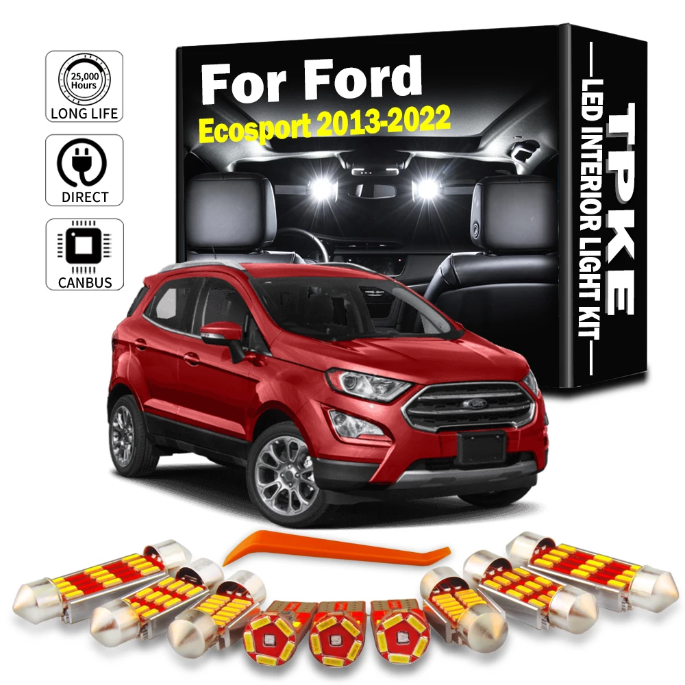 

TPKE 13 светодиодный т. комплект светодиодного внутреннего освещения для Ford Ecosport 2013- 2016 2017 2018 2019 2020 2021 2022 Автомобильная внутренняя карта купольная лампа Canbus