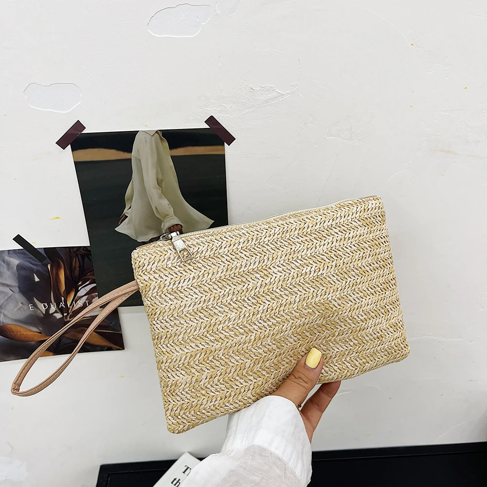 Fashion Bohemian Woven Clutch Wristlet Bag Women Casual Ladies Beach Solid Color Small Handbags Purse Summer Vacation Casual Bag
Fashion Bohemian Woven Clutch Wristlet Bag Women Casual Ladies Beach Solid Color Small Handbags Purse Summer Vacation Casual Bag