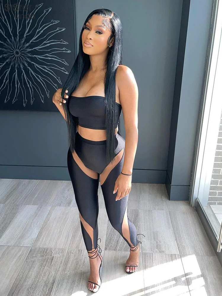 Sisterlinda Mesh Patchwork Tracksuit Women 2 Piece Sets Sexy Strapless Tank Tops+Leggings Skinny Party Clubwear Matching Outfits
Sisterlinda Mesh Patchwork Tracksuit Women 2 Piece Sets Sexy Strapless Tank Tops+Leggings Skinny Party Clubwear Matching Outfits
