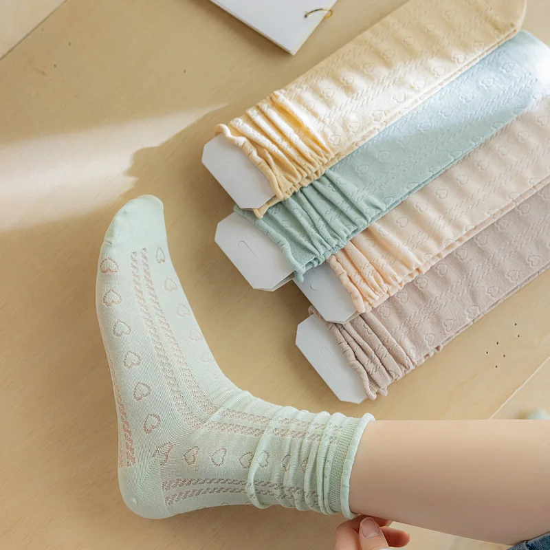 Summer Women Socks Korean Fashion Solid Color Thin Mesh Breathable Loose Long Socks Hollow Heart Harajuku Streetwear Crew Socks
Summer Women Socks Korean Fashion Solid Color Thin Mesh Breathable Loose Long Socks Hollow Heart Harajuku Streetwear Crew Socks