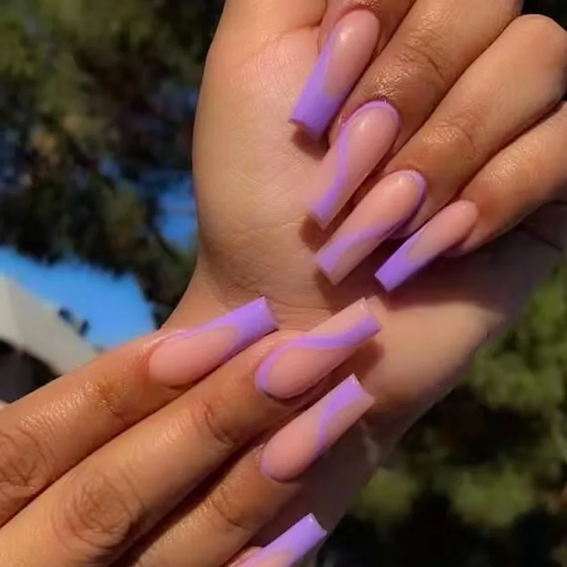 24Pcs Purple Gradient French Super Long Ballet Fake Nails With Glue Full Waterproof False Nails Press On Nail Art Tips Free Ship
24Pcs Purple Gradient French Super Long Ballet Fake Nails With Glue Full Waterproof False Nails Press On Nail Art Tips Free Ship