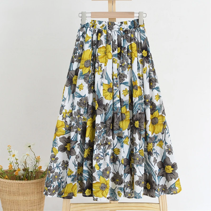 Summer Skirts Womens New Vintage Floral Print Cotton Elastic High Waist Casual Midi Skirt Ladies Clothes
Summer Skirts Womens New Vintage Floral Print Cotton Elastic High Waist Casual Midi Skirt Ladies Clothes