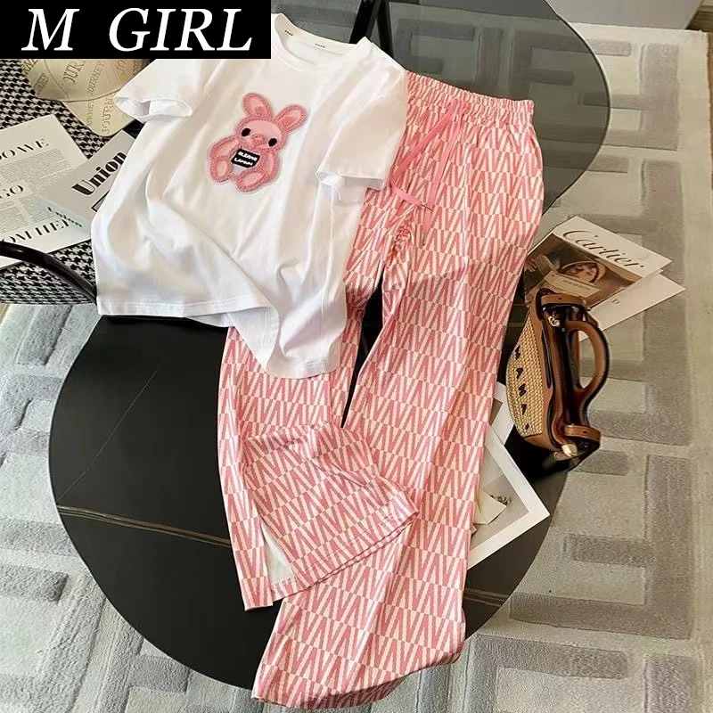 M GIRLS Pink Casual Sports Suit Women Summer Fashion Streetwear Short Sleeve T-Shirts Wide Leg Pants 2 Piece Sets Womens Outfit
M GIRLS Pink Casual Sports Suit Women Summer Fashion Streetwear Short Sleeve T-Shirts Wide Leg Pants 2 Piece Sets Womens Outfit