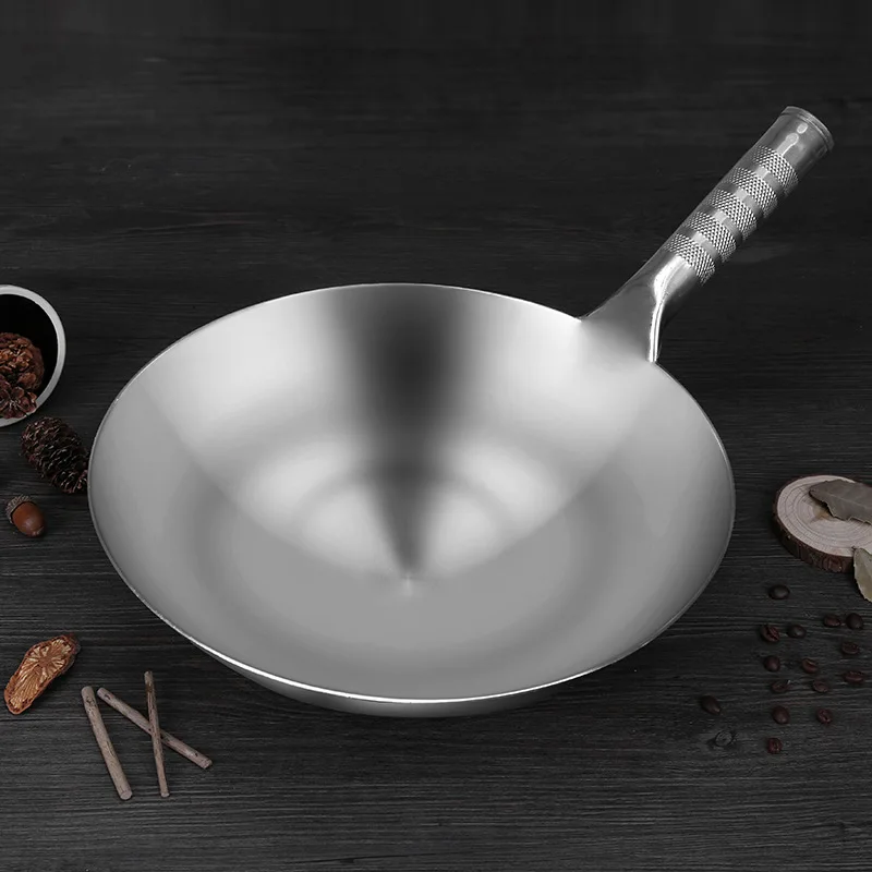 430 Stainless Steel Frying Pan Chinese Handmade Wok Thick Non-stick Uncoated Round Bottom Household Pot Gas Cookware Cooking Wok
430 Stainless Steel Frying Pan Chinese Handmade Wok Thick Non-stick Uncoated Round Bottom Household Pot Gas Cookware Cooking Wok