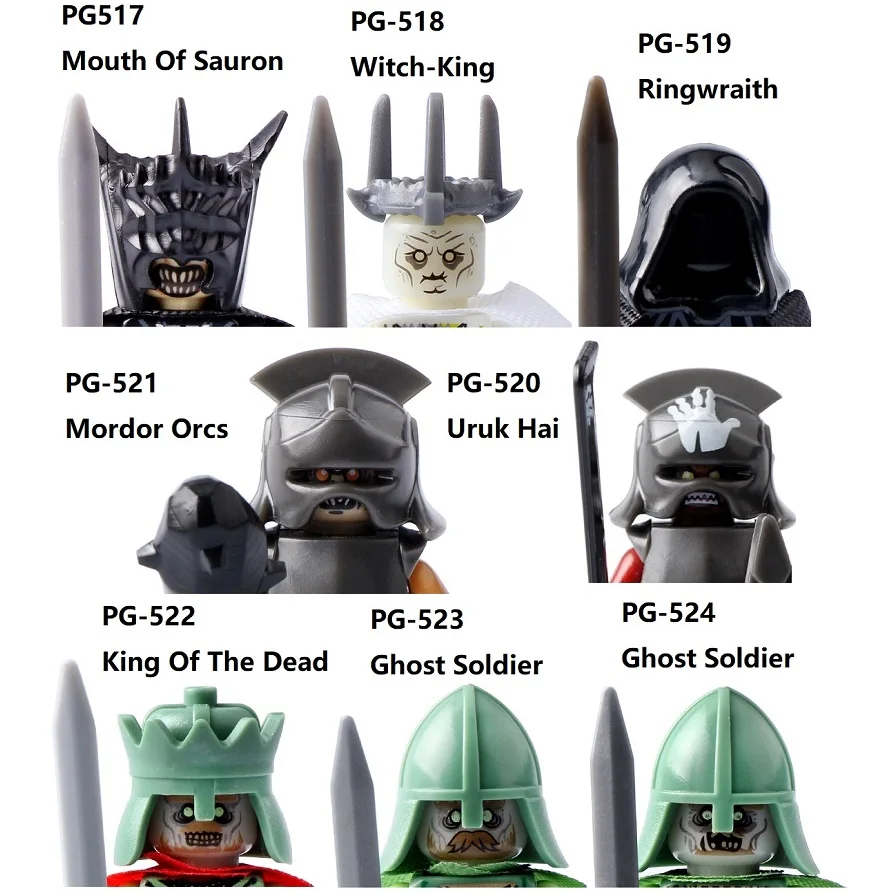 PG8036 The Lord Of The Rings Mouth of Sauron Witch King Uruk Hai Ghost Soldier Building Blocks Mini Action Figure Toys
PG8036 The Lord Of The Rings Mouth of Sauron Witch King Uruk Hai Ghost Soldier Building Blocks Mini Action Figure Toys
