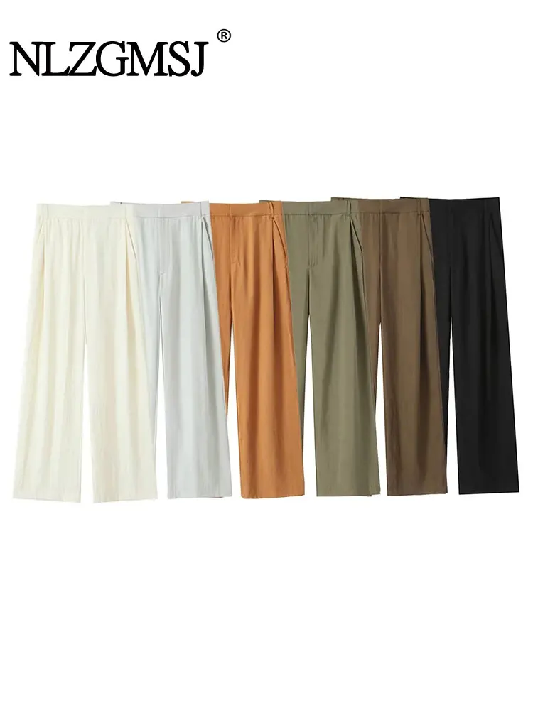 Nlzgmsj TRAF New Polychrome High Waist Straight Loose Women Wide Leg PantsSolid Color Casual Straight cylinder Pants
Nlzgmsj TRAF New Polychrome High Waist Straight Loose Women Wide Leg PantsSolid Color Casual Straight cylinder Pants