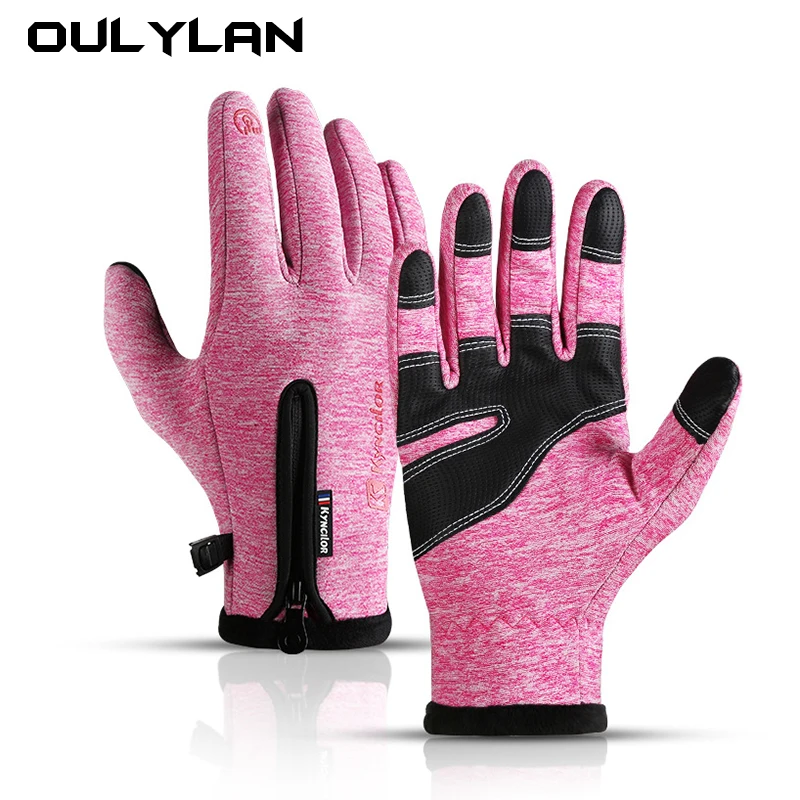 Bike Gloves Moto Winter Thermal Fleece Lined Water Resistant Touch Screen Non-slip Riding
