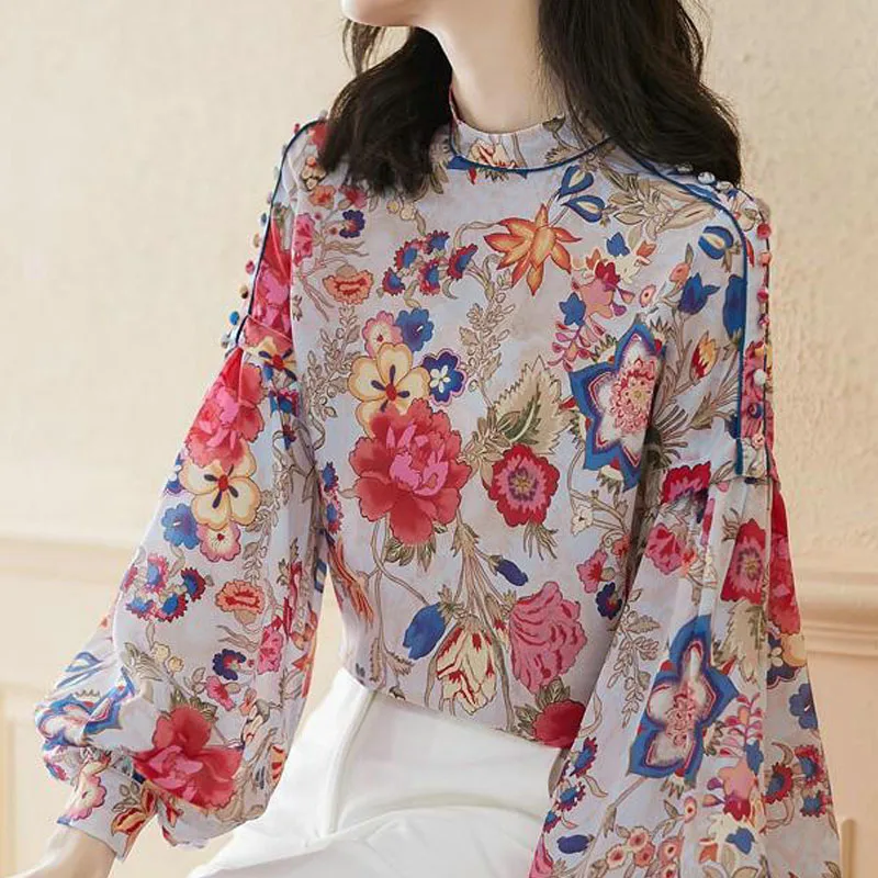 2022 Spring Elegant Top Women's Printing Lantern Sleeve Vintage Chiffon Shirt Femme Clothing XXXL Blouse Pink Blue Color 2764
2022 Spring Elegant Top Women's Printing Lantern Sleeve Vintage Chiffon Shirt Femme Clothing XXXL Blouse Pink Blue Color 2764