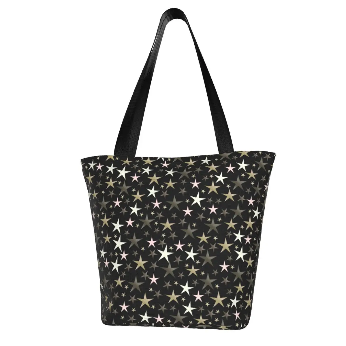 Bright Star Shopping Bag Black Silver Shiny Stars Print Funny Polyester School Handbag Female Bulk Bags
Bright Star Shopping Bag Black Silver Shiny Stars Print Funny Polyester School Handbag Female Bulk Bags