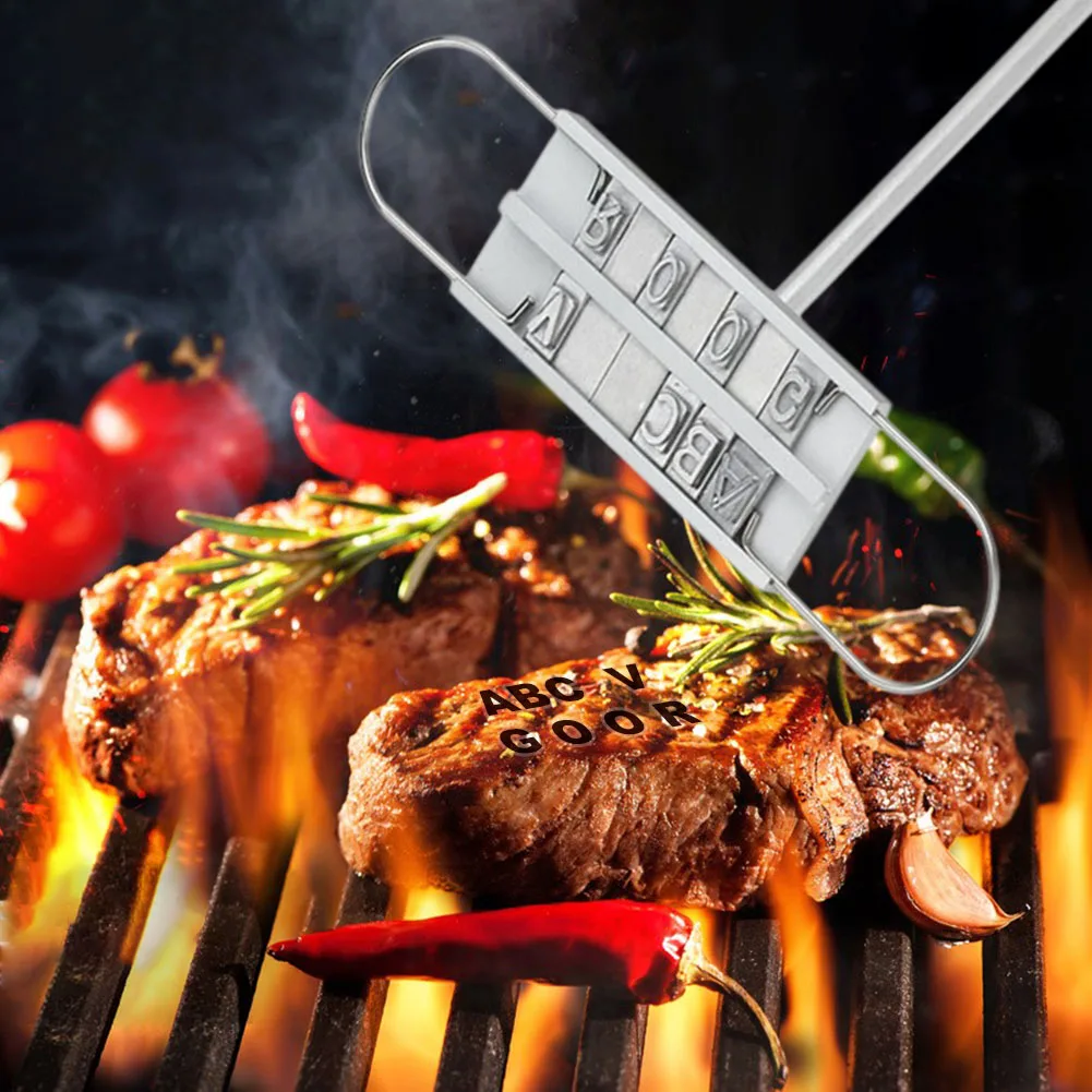 BBQ Branding Iron Tool with Changeable Letter Wooden Handle Personalized Branding Steak Burger Grill Utensils with Small Wrench
BBQ Branding Iron Tool with Changeable Letter Wooden Handle Personalized Branding Steak Burger Grill Utensils with Small Wrench