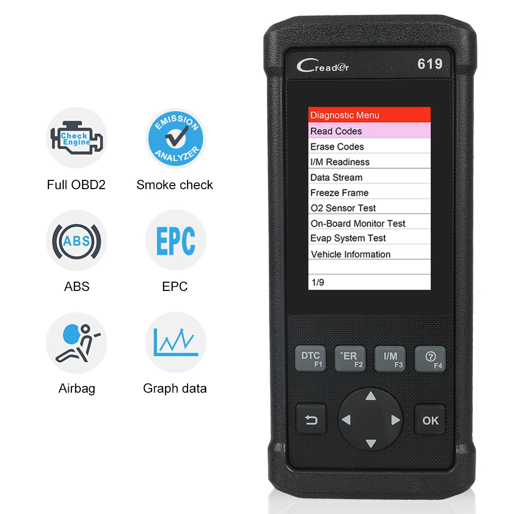 Автомобильный диагностический прибор OBD2, считыватель кодов ошибок, ABS, SRS, подушка безопасности
Автомобильный диагностический прибор OBD2, считыватель кодов ошибок, ABS, SRS, подушка безопасности