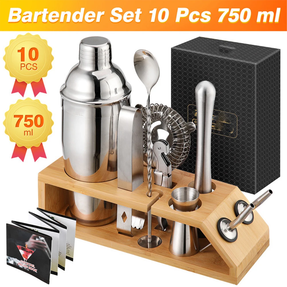 10PCS Stainless Steel Cocktail Shaker Set Mixer Bartender Kit Kitchen Bar Barware Wine Martini Boston Pourer Spoon Shaker Party
10PCS Stainless Steel Cocktail Shaker Set Mixer Bartender Kit Kitchen Bar Barware Wine Martini Boston Pourer Spoon Shaker Party