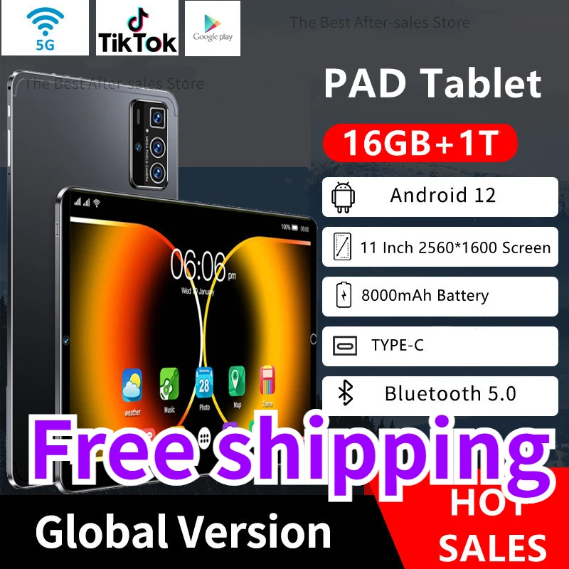 

2023 New Global Version 12Inch Tablet Android12 16GB Ram 1TB Rom Dual SIM 10 Core WPS GPS Bluetooth 5G Network GPS WPS Tablet PC