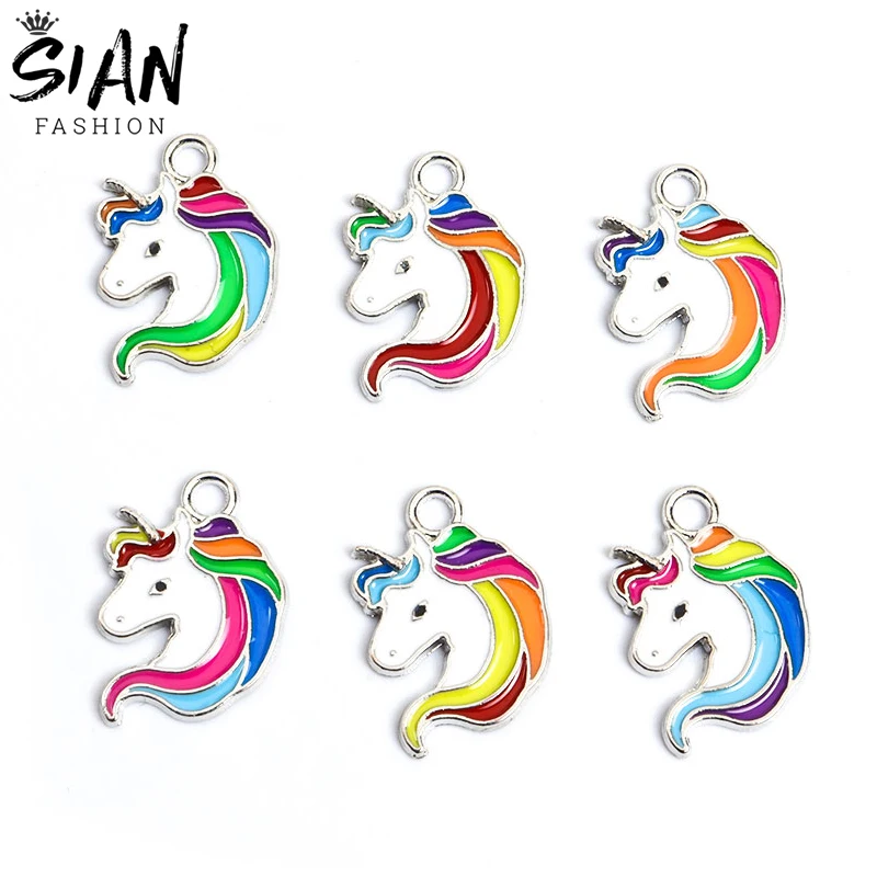 10pcs/Lot Enamel Cute Rainbow Unicorn Charms for Pendant Necklace Keychains Earrings DIY Jewelry Making Handmade Findings Crafts
10pcs/Lot Enamel Cute Rainbow Unicorn Charms for Pendant Necklace Keychains Earrings DIY Jewelry Making Handmade Findings Crafts