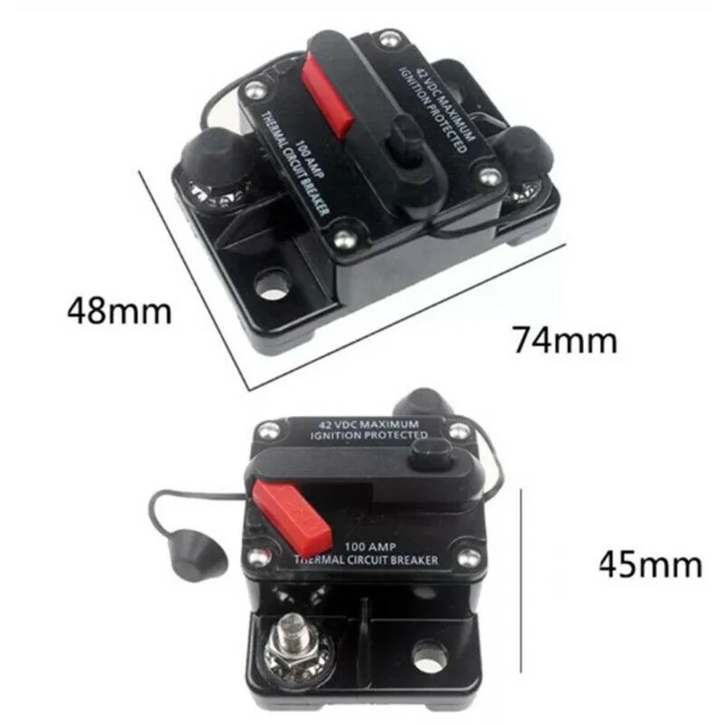 Circuit Breaker Fuse Audio Holder 30A-300A Manual Switch 12-48V DC For Car Boat IP67 Manual Reset Switch Black Quality Materials
Circuit Breaker Fuse Audio Holder 30A-300A Manual Switch 12-48V DC For Car Boat IP67 Manual Reset Switch Black Quality Materials