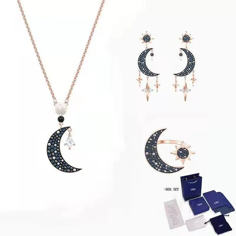 Fashion High Quality Jewelry SWA Necklace Ring Earring SYMBOLIC Set Rose Gold Night Sky Moon Crystal Ladies Gift Free Shipping
Fashion High Quality Jewelry SWA Necklace Ring Earring SYMBOLIC Set Rose Gold Night Sky Moon Crystal Ladies Gift Free Shipping