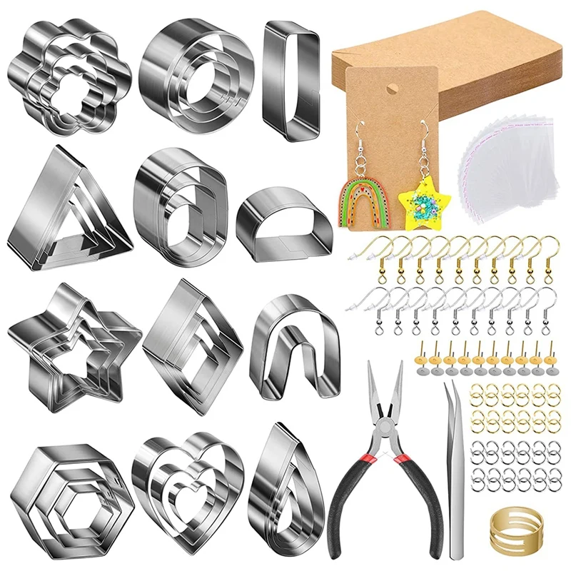30Pcs Polymer Clay Cutters,12 Shapes Clay Earring Cutters With Earring Cards,Double Color Hooks,For Clay Jewelry Making
30Pcs Polymer Clay Cutters,12 Shapes Clay Earring Cutters With Earring Cards,Double Color Hooks,For Clay Jewelry Making