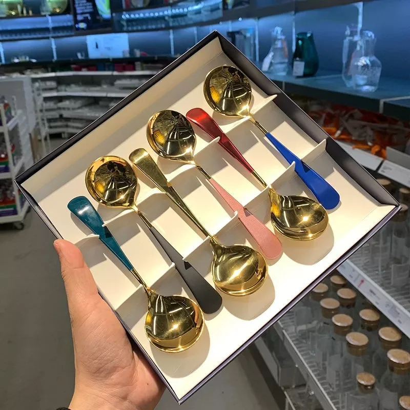 2023New Cm Luxury Stainless Steel Spoons Colorful Round Head Soup Spoon Thickening Lengthened Long Handle Thick Household Spoons
2023New Cm Luxury Stainless Steel Spoons Colorful Round Head Soup Spoon Thickening Lengthened Long Handle Thick Household Spoons