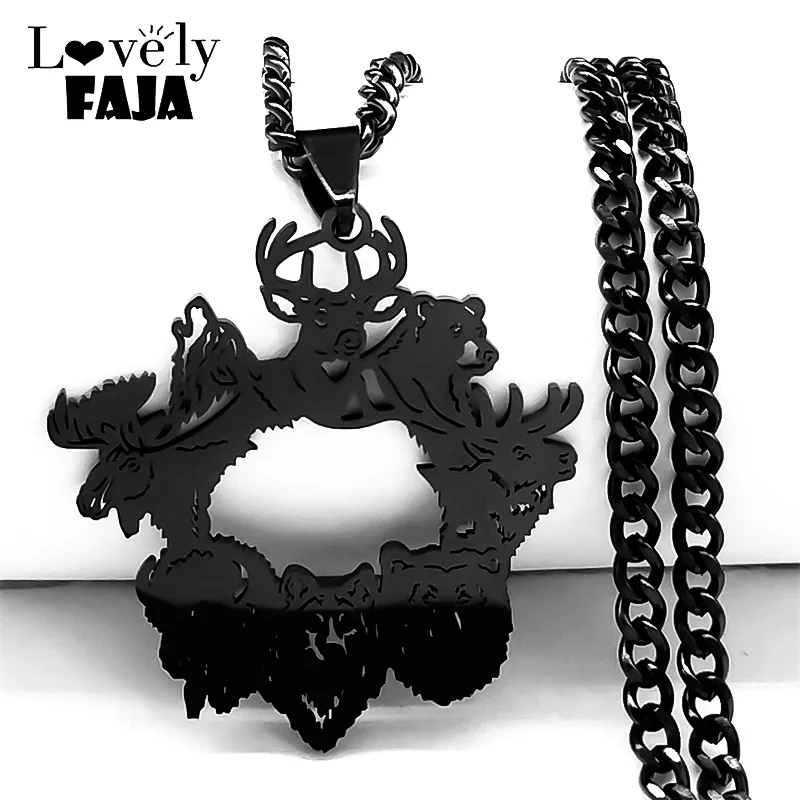 Goth Elk Bear Wolf Pendant Necklace for Women Men Stainless Steel Men's Chain Gothic Metal Animal Choker Necklaces Punk Jewelry
Goth Elk Bear Wolf Pendant Necklace for Women Men Stainless Steel Men's Chain Gothic Metal Animal Choker Necklaces Punk Jewelry