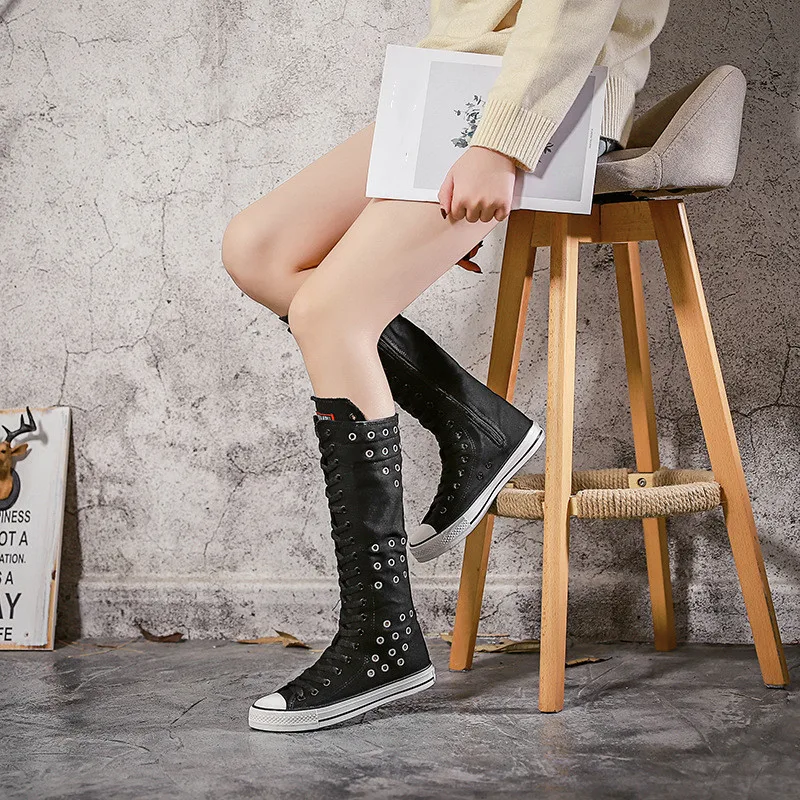 Long Canvas Boots Breathable Hole Hollow Super High Lace Up Side Zipper Canvas Shoes Casual Shoes Women's Shoes
Long Canvas Boots Breathable Hole Hollow Super High Lace Up Side Zipper Canvas Shoes Casual Shoes Women's Shoes