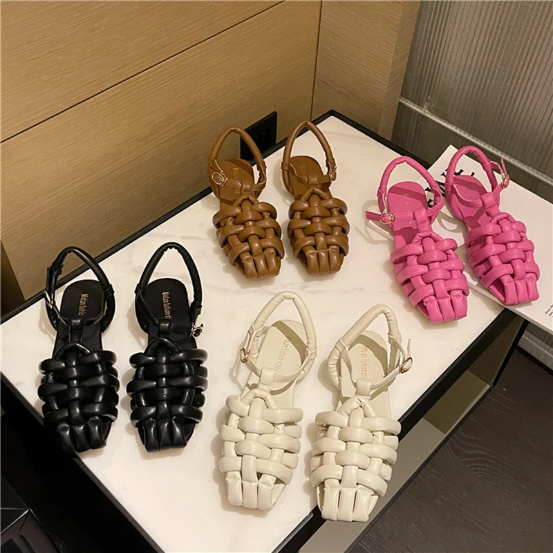 Gladiator Women Sandals Square Toe Weave Design Black Beige Rose Brown Summer 2022 New Arrivals Flat Heels Ankle Strap Sandals
Gladiator Women Sandals Square Toe Weave Design Black Beige Rose Brown Summer 2022 New Arrivals Flat Heels Ankle Strap Sandals