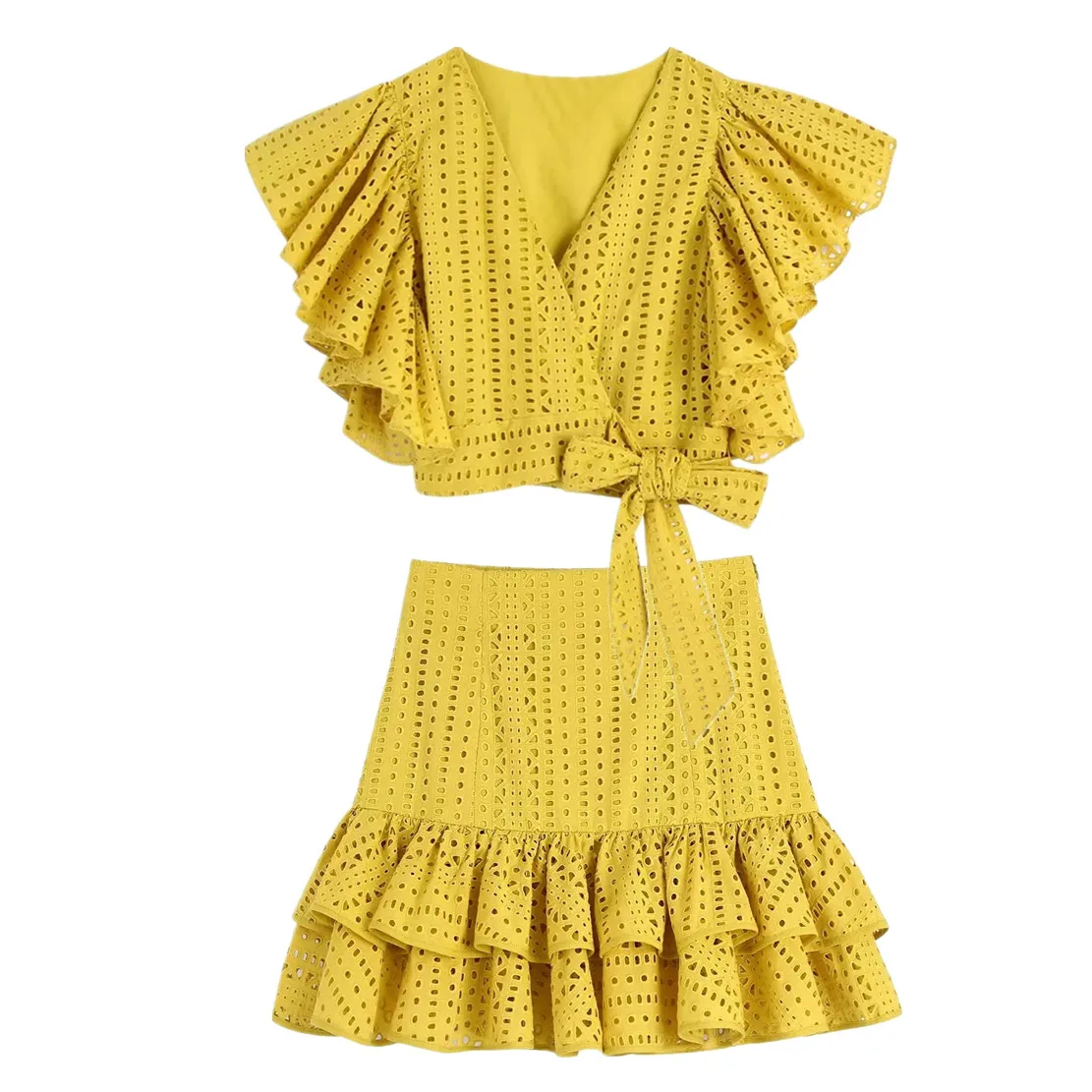 Elmsk England Style High Street Yellow Retro Embroidery V-neck Casual Blouse Short Tops Cascading Mini Skirts Women Sets
Elmsk England Style High Street Yellow Retro Embroidery V-neck Casual Blouse Short Tops Cascading Mini Skirts Women Sets