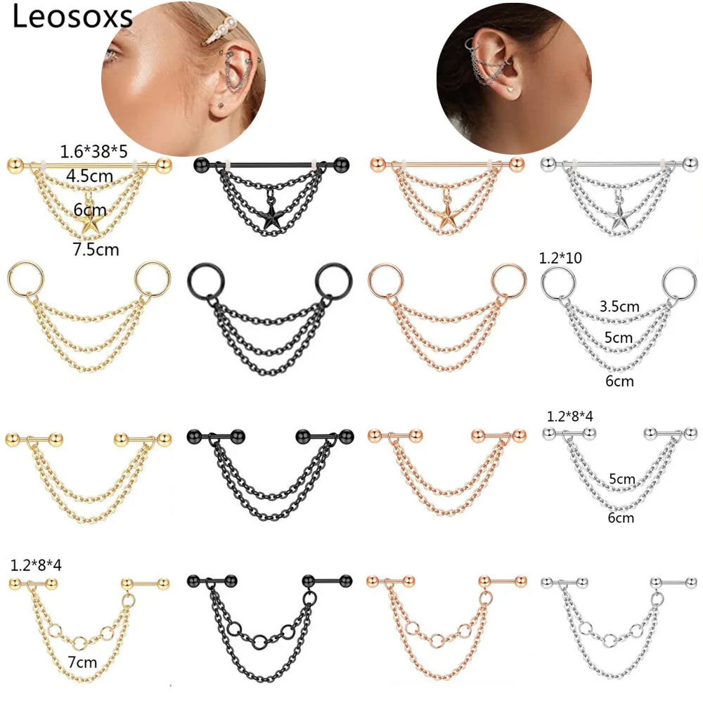 Leosoxs Stainless Steel Ball Ear Stud Simple Chain Double Ear Hole Earrings Fashion Woman Body Piercing Jewelry
Leosoxs Stainless Steel Ball Ear Stud Simple Chain Double Ear Hole Earrings Fashion Woman Body Piercing Jewelry