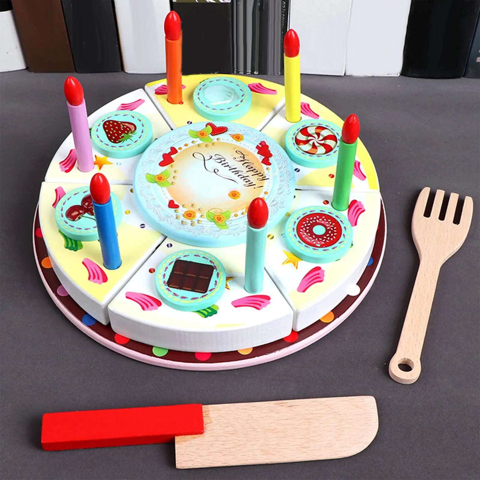 Birthday Party Cake Cutting Toy Play Food Wooden Play for Ages 3+ Kids Cutting Birthday Cake Dessert Pretend Play Set
Birthday Party Cake Cutting Toy Play Food Wooden Play for Ages 3+ Kids Cutting Birthday Cake Dessert Pretend Play Set