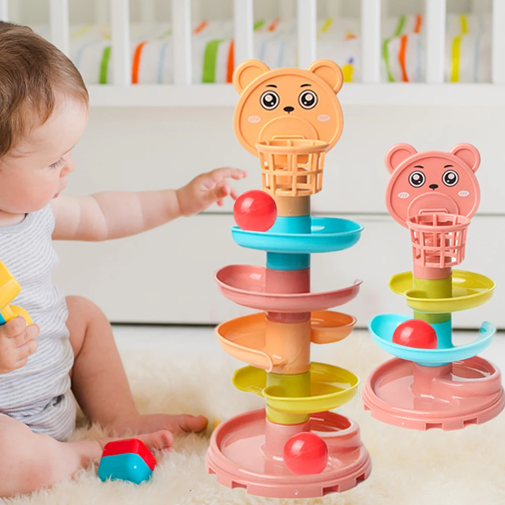 

Tower Education Assembling Toy Baby Puzzle Track Turn Around Track Rolling Ball Mental Sliding Ball Gift Stacking Toy for Kids