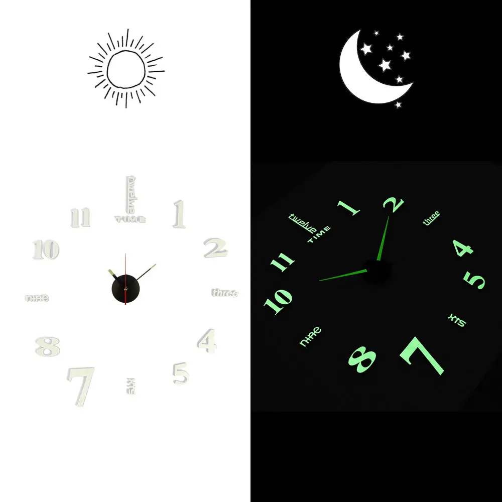 DIY Clocks Removable Art Decal Home Decor Living Room Quartz Needle Hot 3D Luminous Wall Clock Mirror Wall Stickers Creative 1 
DIY Clocks Removable Art Decal Home Decor Living Room Quartz Needle Hot 3D Luminous Wall Clock Mirror Wall Stickers Creative 1
