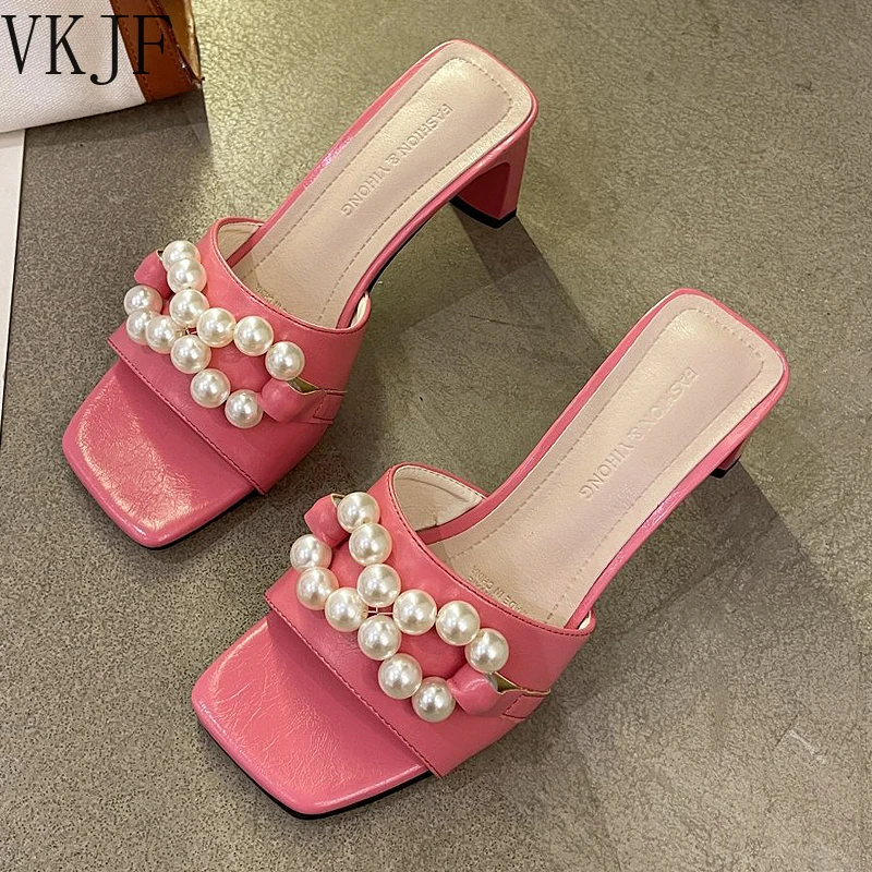 Women Summer New String Bead High Heels Female Square Heel Sandals Slippers Ladies Luxury Party Soft Bottom Slides High-heeled
Women Summer New String Bead High Heels Female Square Heel Sandals Slippers Ladies Luxury Party Soft Bottom Slides High-heeled