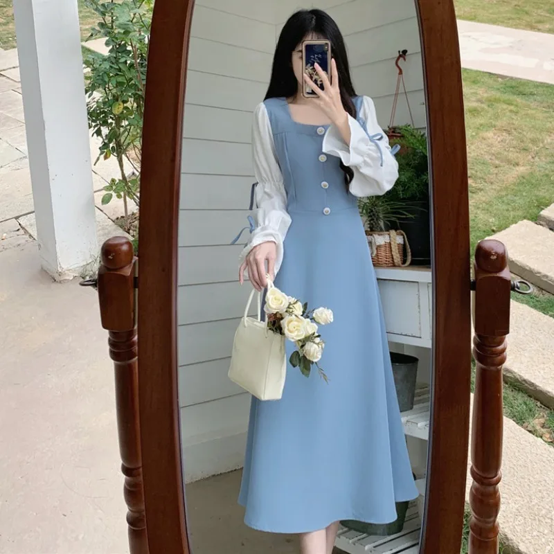 Spring and Autumn Clothing French style Retro High end Light Luxury Socialite Temperament Long dress Hepburn Style Blue Dress
Spring and Autumn Clothing French style Retro High end Light Luxury Socialite Temperament Long dress Hepburn Style Blue Dress