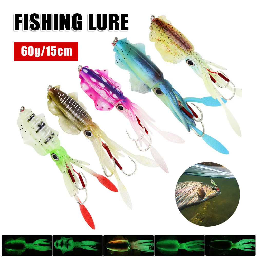 15cm Squid Glow Fishing Lures Soft Artificial Lures With Lead Jigging Hook Sea Fishing Boat Fishing Squid Calamar Octopus Baits
15cm Squid Glow Fishing Lures Soft Artificial Lures With Lead Jigging Hook Sea Fishing Boat Fishing Squid Calamar Octopus Baits