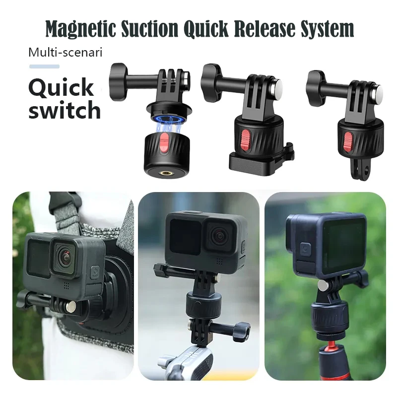 

Magnetic Quick Release Base System 1/4" Tripod Base Mount Adapter for DJI Action 4 GoPro 12/11/10/9 insta360 Go3/x3 Camera Parts