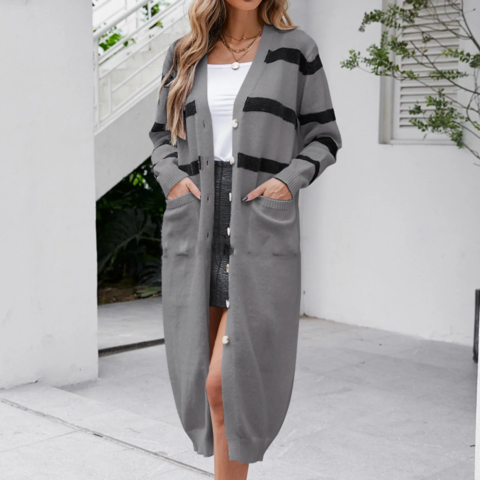 Autumn Women Long Cardigan Female Long Sleeve Solid Color Striped Sweater Cardigans Women Casual Long Coat Ladies Outerwear
Autumn Women Long Cardigan Female Long Sleeve Solid Color Striped Sweater Cardigans Women Casual Long Coat Ladies Outerwear