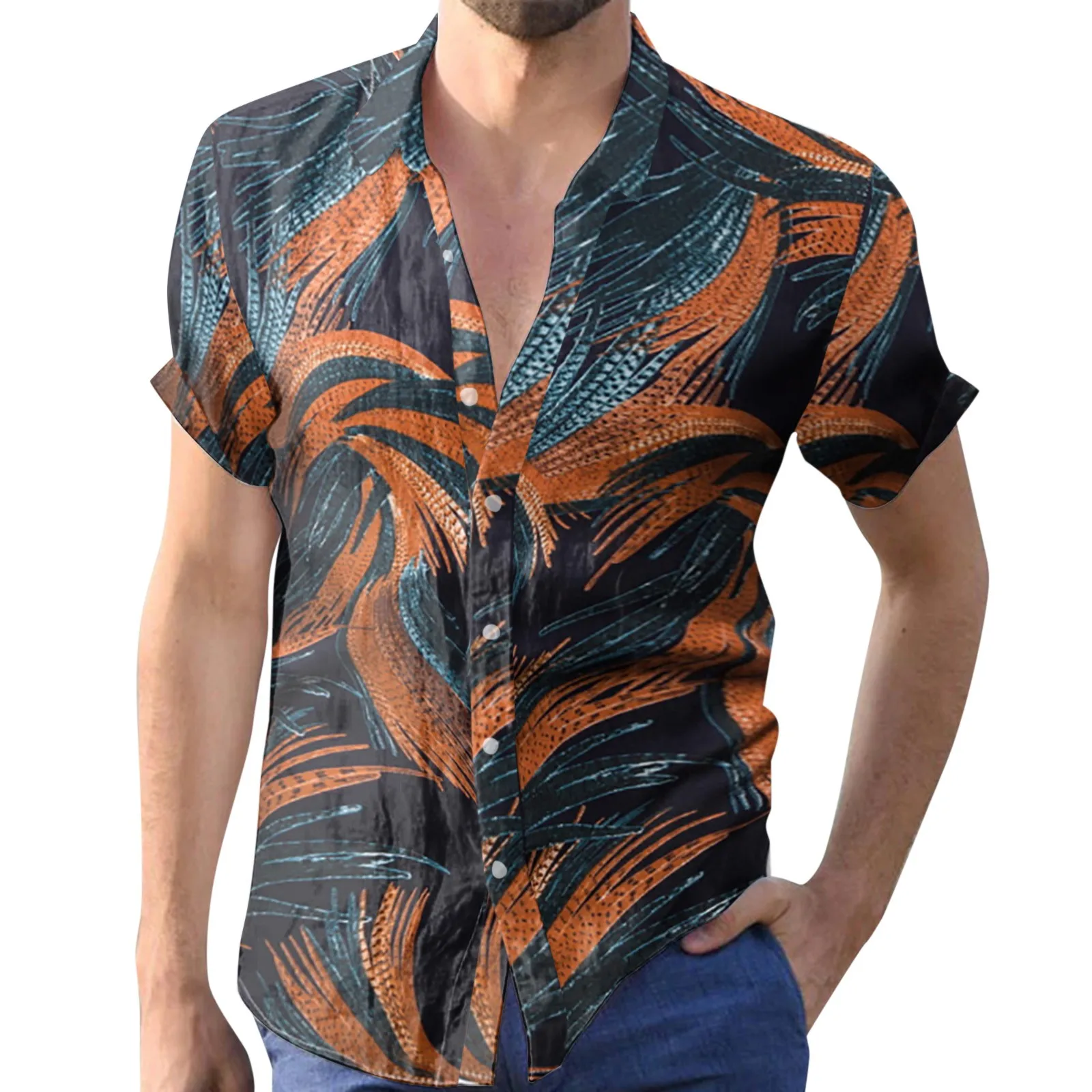 Men Spring and Summer Top Floral Colorful Print Casual Lapel Top Shirt Outdoor Vacation Short Sleeve Shirt Lady Tunic Top
Men Spring and Summer Top Floral Colorful Print Casual Lapel Top Shirt Outdoor Vacation Short Sleeve Shirt Lady Tunic Top