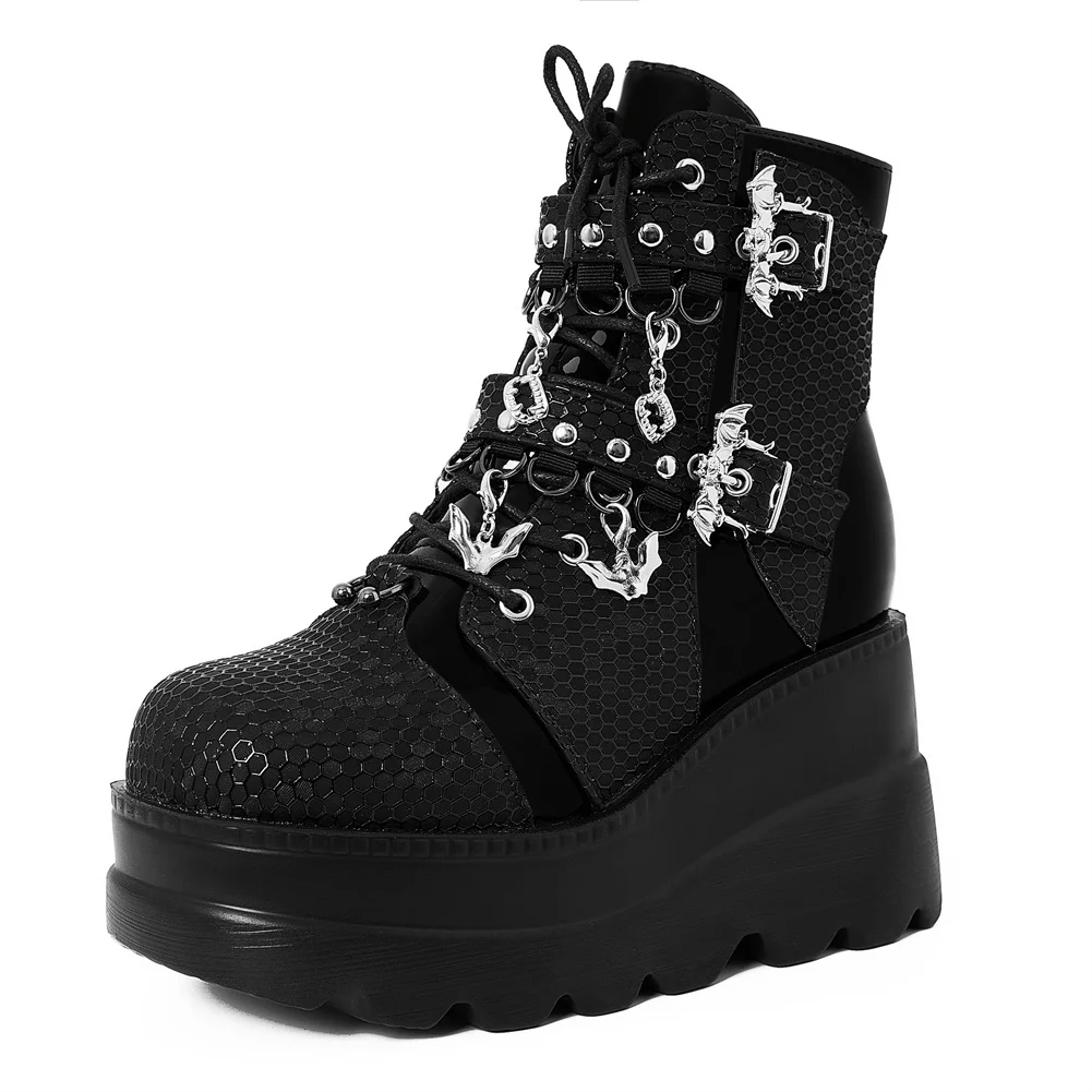 Wednesday Addams Gothic Chunky Platform Zip-up Punk Boots For Women 2023 Ankle Strap Lace-up Lolita Cosplay High Heel Shoes
Wednesday Addams Gothic Chunky Platform Zip-up Punk Boots For Women 2023 Ankle Strap Lace-up Lolita Cosplay High Heel Shoes