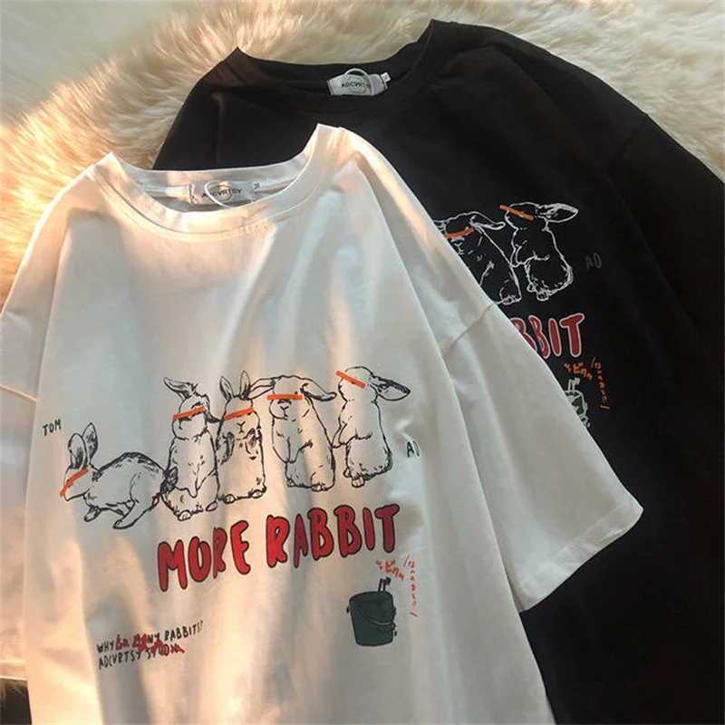 Summer T-Shirt 2022 Retro Style Graffiti Character Cartoon Rabbit Short-Sleeved Harajuku Y2K Casual Women O-Neck Top Goth Shirts
Summer T-Shirt 2022 Retro Style Graffiti Character Cartoon Rabbit Short-Sleeved Harajuku Y2K Casual Women O-Neck Top Goth Shirts