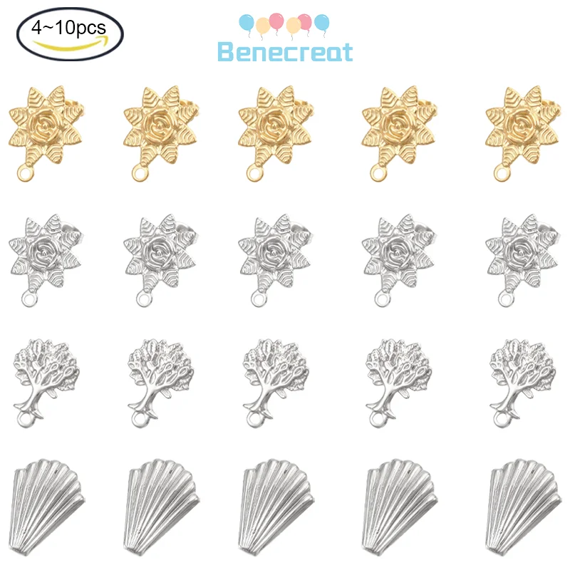4-10PC 2 Colors Stainless Steel Stud Earring Findings Flower and Tree with Loop and Earring Backs for Women Jewelry Making
4-10PC 2 Colors Stainless Steel Stud Earring Findings Flower and Tree with Loop and Earring Backs for Women Jewelry Making