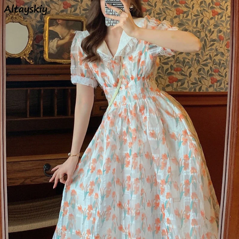 Short Sleeve Dress Women Floral Sailor Collar Sweet Tender French Style Retro Lovely Prairie Vintage Lace Summer Vestidos Female
Short Sleeve Dress Women Floral Sailor Collar Sweet Tender French Style Retro Lovely Prairie Vintage Lace Summer Vestidos Female