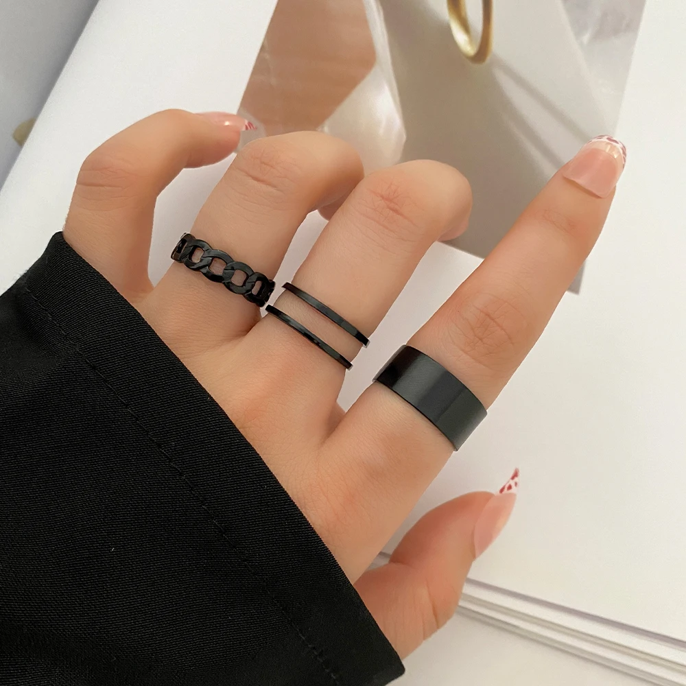 UMKA Vintage Black Rings Set For Women Girls Punk Metallic Geometric Simple Adjustable Finger Rings Set Trend Jewelry Gifts
UMKA Vintage Black Rings Set For Women Girls Punk Metallic Geometric Simple Adjustable Finger Rings Set Trend Jewelry Gifts