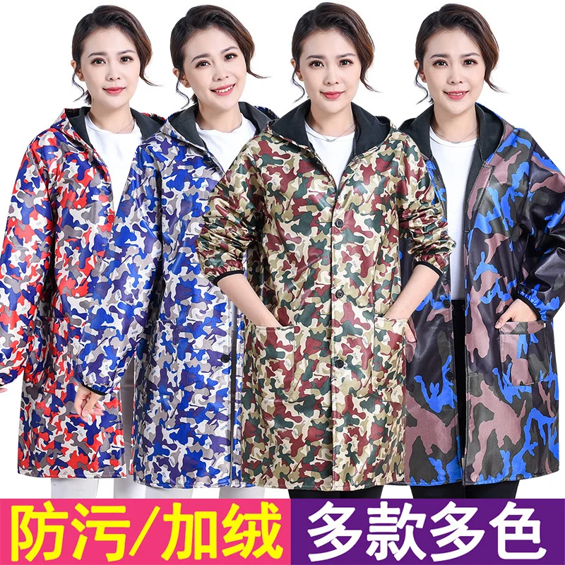 Autumn and winter adult men's and women's Plush overalls antifouling household kitchen handling and storage work coat apron 
Autumn and winter adult men's and women's Plush overalls antifouling household kitchen handling and storage work coat apron