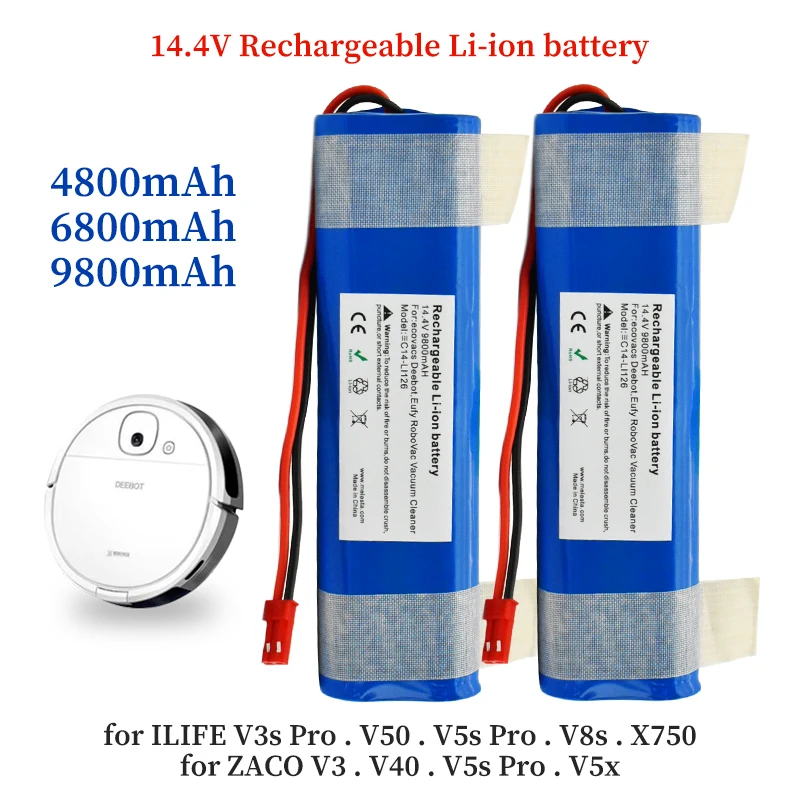 100%Original 14.4 V 6800mAh 18650 for ILife V3s Pro, V50, V5s Pro, V8s, X750 Robot Vacuum Cleaner Power Banks Fast Charging
100%Original 14.4 V 6800mAh 18650 for ILife V3s Pro, V50, V5s Pro, V8s, X750 Robot Vacuum Cleaner Power Banks Fast Charging