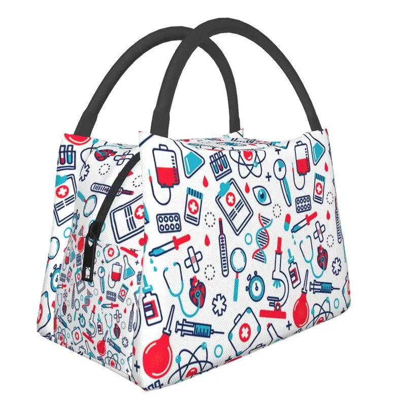 Nurse Objects On White Pattern Insulated Lunch Bag for Women Leakproof Nursing Tool Supplies Thermal Cooler Lunch Tote
Nurse Objects On White Pattern Insulated Lunch Bag for Women Leakproof Nursing Tool Supplies Thermal Cooler Lunch Tote